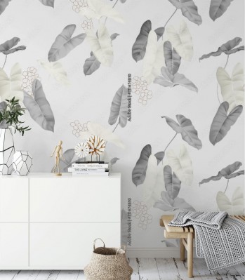 Fototapeta do przedpokoju z modnym motywem roślinnym