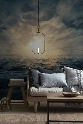 Fototapeta Zachód słońca na wzburzonym morzu