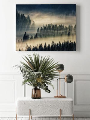 Obraz na płótnie las iglasty w mglistych górach
