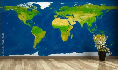 Fototapeta Ilustracja mapa świata fizycznego w rozmiarze XXL