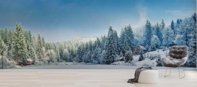 Fototapeta Panorama krajobraz zimy w Karpatach