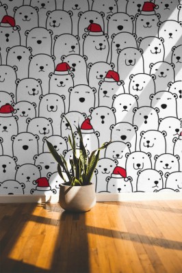 Fototapeta z wzorem w misie w stylu doodle