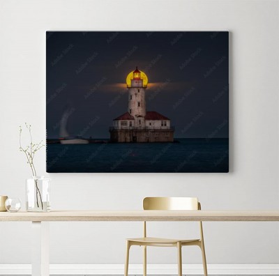 Obraz na płótnie Latarnia morska w księżyca blasku