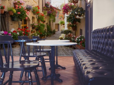 Fototapeta 3D - Uliczka z kwiatami