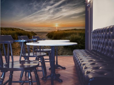 Fototapeta Ścieżka na plażę o zachodzie słońca