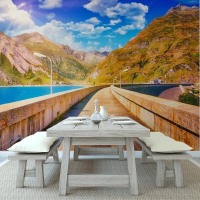 Fototapeta W środku tamy w Alpach