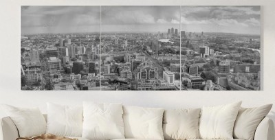 Obraz na płótnie Londyn, czarno-biały panoramiczny widok z lotu ptaka