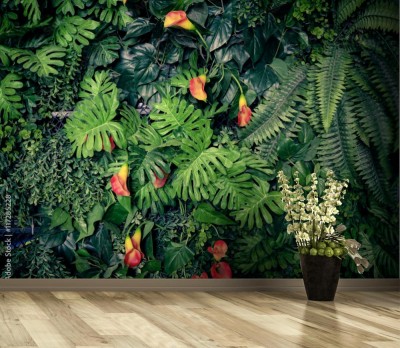 Fototapeta z modnym zielonym tłem