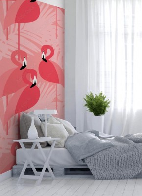 Tapeta  Różowy Flaming na tropikalnym tle