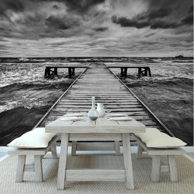 Fototapeta Pomost 3D w czerni i bieli