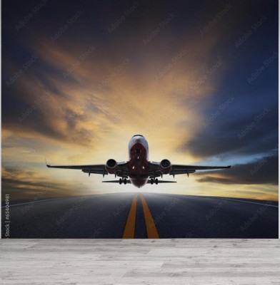 Fototapeta Samolot pasażerski startuje z pasa startowego