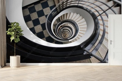 Fototapeta Spiralne okrągłe schody - widok z góry