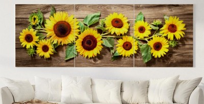 Obrazy do salonu Słoneczniki na desce