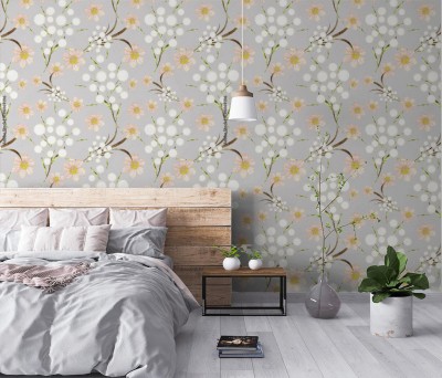 Fototapeta z abstrakcyjnymi kwiatami na gałązkach