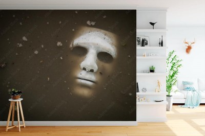 Fototapeta Straszna maska Halloweenowa tonąca w wodzie