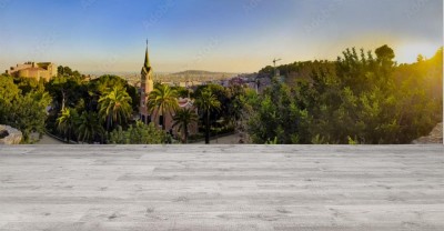 Fototapeta Widok na miasto z parku Guell w Barcelonie