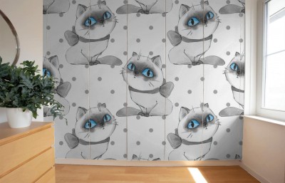 Naklejka na szafę z pięknym kotem o błękitnych oczach