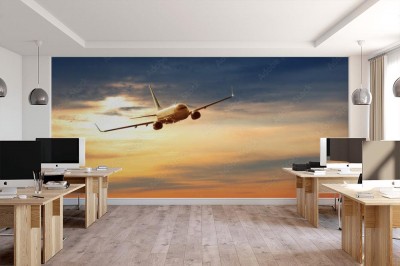 Fototapeta Samolot pasażerski podczas manewru