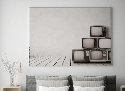 Obraz na płótnie Z telewizorami w stylu retro