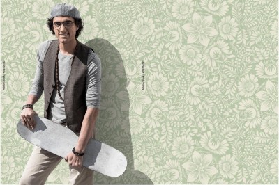 Tapeta Bezszwowe tło w zielonym stylu ludowym