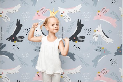 Fototapeta Dziecięcy wzór z skaczących królików