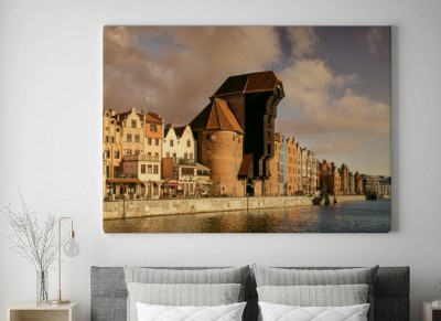 Obrazy do salonu Archiwalne zdjęcie miasta Gdańska w Polsce