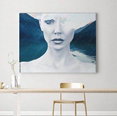 Obrazy do salonu Młoda kobieta i krajobraz przyrody