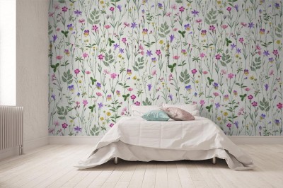 Fototapeta w bezszwowy kwiecisty wzór z łąkowymi kwiatami