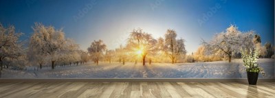 Fototapeta Panorama magicznego zimowego krajobrazu