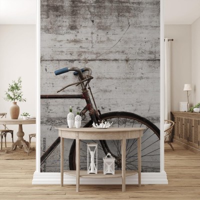 Fototapeta Retro oksydowany rower na betonowej ścianie