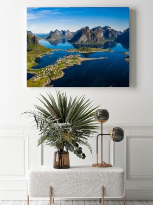 Obraz na płótnie Lofoty to archipelag otoczony górami w Norwegii