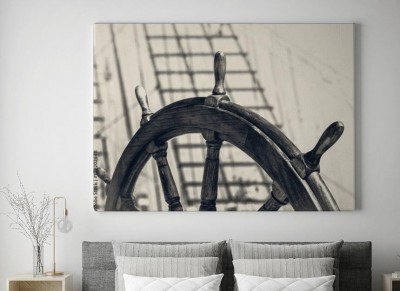 Obraz na płótnie Ster starego żaglowca w stylu retro