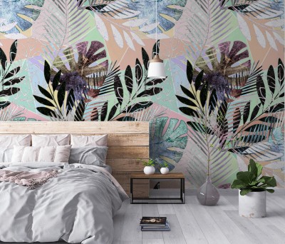 Tapeta z tropikalnym wzorem palm