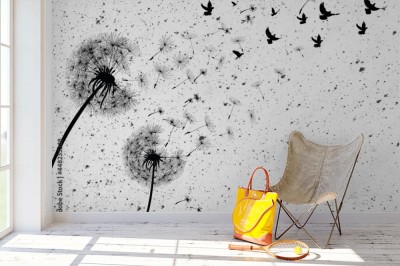 Fototapeta Dmuchawce z ptakami na wietrze