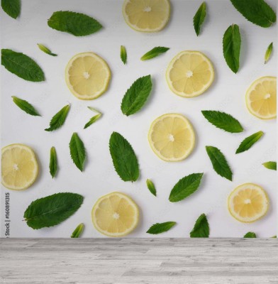 Fototapeta Wzór mięty i cytryny