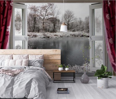 Fototapeta Zamarzające Jezioro za otwartym konem