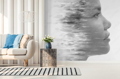 Fototapeta Czarno-biały portret z surrealistycznym efektem