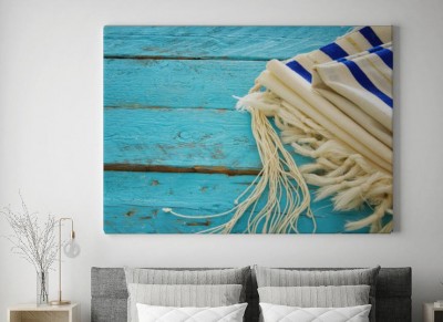 Obraz na płótnie Szal modlitewny - Tallit, żydowski symbol religijny