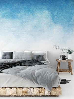 Fototapeta do sypialni przedstawiająca modne turkusowe tło malowane akwarelą