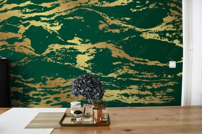 Fototapeta Marmurowa szmaragdowo-złota tekstura