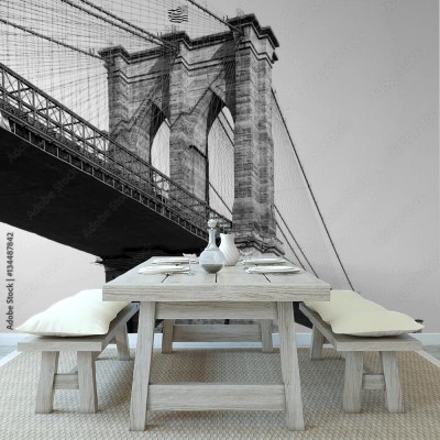 Fototapeta Most Brooklyński w NYC (b&w)