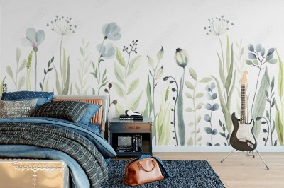 Fototapeta Polne kwiaty w akwareli