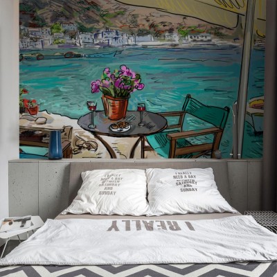 Fototapeta Letni taras kawiarni - ilustracja