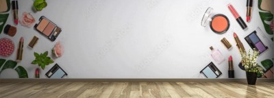 Fototapeta Makijaż profesjonalnych kosmetyków na białym tle