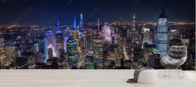 Fototapeta Nocny obraz Nowojorskiego Manhattanu