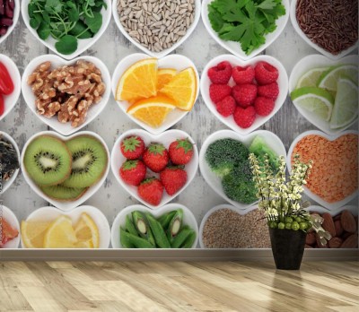 Fototapeta Zdrowe jedzenie w miseczkach w kształcie serca