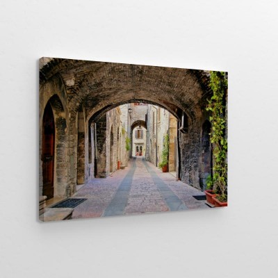 Obraz na płótnie Łukowata średniowieczna ulica w miasteczku Assisi, Włochy