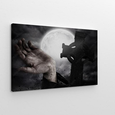 Obraz na płótnie Ręka zombie pękająca z grobu