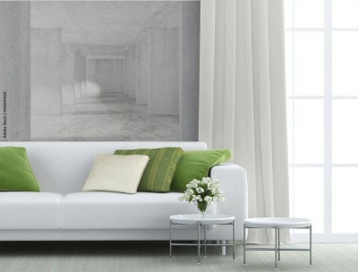 Fototapeta Tunel w stylu loftu z wieloma ścianami w jasnym, pustym budynku