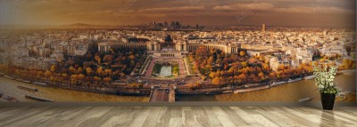 Fototapeta Linia horyzontu miasta Paryż przy zachodzie słońca